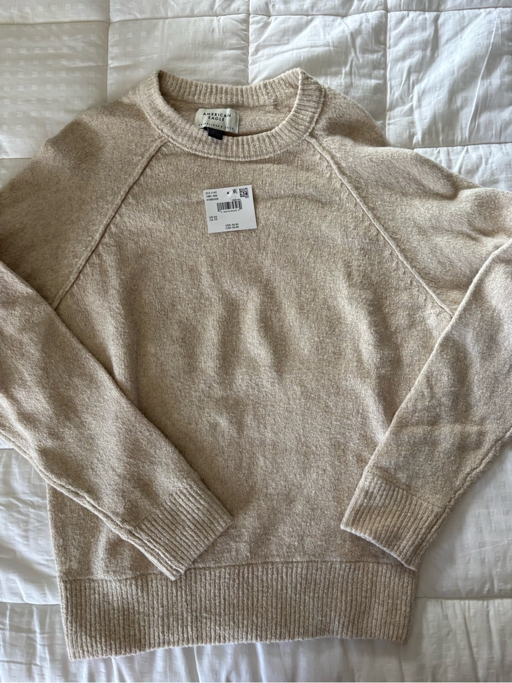 American Eagle Outfitters Crewneck Sweater in Light Tan